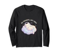 No Thoughts Just Vibes Cat on Pastel Cloud Long Sleeve T-Shirt