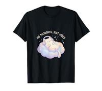 No Thoughts Just Vibes Cat on Pastel Cloud T-Shirt