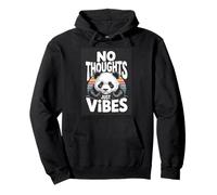 No Thoughts Just Vibes Cute Retro Aesthetic Panda Pullover Hoodie