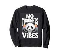 No Thoughts Just Vibes Cute Retro Aesthetic Panda Sweatshirt