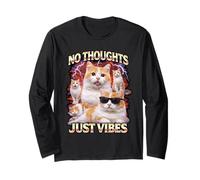 No Thoughts Just Vibes Funny Cat Meme Bootleg Animals Humor Long Sleeve T-Shirt