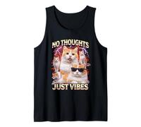 No Thoughts Just Vibes Funny Cat Meme Bootleg Animals Humor Tank Top