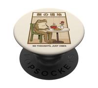 No Thoughts Just Vibes Head Empty Frog Japanese Zen PopSockets Adhesive PopGrip