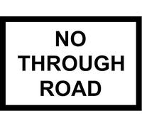 No Through Road Aluminium Composite Sign 300mm x 200mm x 3mm. White/Black.