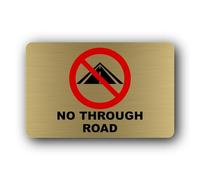 No Through Road Sign - 14x9cm Brushed Aluminium, Weatherproof, Self-Adhesive