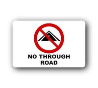 No Through Road Sign - 14x9cm Brushed Aluminium, Weatherproof, Self-Adhesive