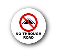 No Through Road Sign - 9.5x9.5cm Brushed Aluminium, Weatherproof, Self-Adhesive