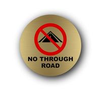 No Through Road Sign - 9.5x9.5cm Brushed Aluminium, Weatherproof, Self-Adhesive