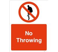No Throwing - Water Safety Signage - Durable, High-Visibility UK Compliance Sign (300x200mm Self Adhesive Sticker)