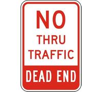 No Thru Traffic Dead End Metal Sign Plaque Poster 8X12 Inches