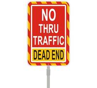 No Thru Traffic Dead End Road Sign Driveway No Outlet Not a Through Street No Exit Turn Around Warning Safety Danger Security 12" x 18" With 35" Long Metal Stake Stand Outdoor Use Yard Business Home
