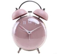 No Ticking Bedside Alarm Clock, Silent Sweep Alarm Clock with Loud Mechanical Bell - Built-in Night Light, Battery Operated, for Heavy Sleepers(Pink)