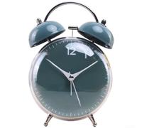 No Ticking Bedside Alarm Clock, Silent Sweep Alarm Clock with Loud Mechanical Bell - Built-in Night Light, Battery Operated, for Heavy Sleepers(Green)