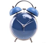 No Ticking Bedside Alarm Clock, Silent Sweep Alarm Clock with Loud Mechanical Bell - Built-in Night Light, Battery Operated, for Heavy Sleepers(Blue)