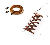 No Tie Elastic Shoelaces,1 Pair Flat Shoelaces with Metal Buckles, Shoelaces Replacement, Elastic No Tie Shoe Laces for Sneakers Kids/Adults Adjustable Laces, Rubber Tieless Laces Elastic Brown