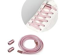 No-Tie Elastic Shoelaces - Flat Stretch Laces with Metal Buckles, Replacement for Sneakers Kids/Adults, Adjustable Elastic Laces - Pink