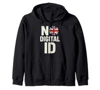 No To Digital ID in UK | British Freedom Privacy Protest Zip Hoodie