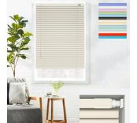 No Tools No Drill Aluminum Mini Blinds 1" Slat Cordless Darkening Window Shades, Custom Size Horizontal Venetian Blind for Indoor Home Office Windows Waterproof Privacy Blinds(Light White)