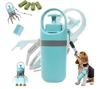 No-Touch Pet Waste Grabber, Dog Poop Picker Upper, Portable Dog Pooper Scooper with Bags & Strap, Hygienic Effective and Simple, for Small to Medium Waste Pickups; Walks, Travel, Backyard Use (BLUE)