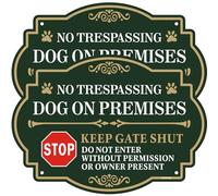 No Trespassing Dog On Premises Keep Gate Shut Sign - 2 Pack, 25 x 18 cm Rust Free Aluminum Keep Gate Closed Sign, Weatherproof, Fade Resistant, Easy Mounting.