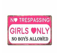 No Trespassing Girls Only Sign Pink Room Decor for Bedroom Door or Wall Girls Only Sign No Boys Allowed Sign for Teen Girls Daughter Sister 12x8 in