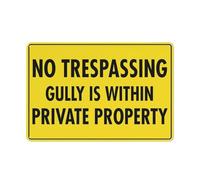 No Trespassing Gully Is Within Private Property Sign 12 X 8 Inches Reflective Aluminum Metal Warning Signage With Symbol For Indoor Outdoor Use