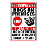 No Trespassing Metal Signs Dogs On Premises Stop Keep Gate Shut Tin Sign For Gardening Backyard Patio Outdoor Wall Decor 8x12inches
