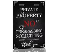 No Trespassing Metal Tin Sign, Funny Private Property No Trespassing Warning Sign For Front Door Outside No Soliciting Yard Tin Sign For House Door Signs Aluminum Metal Sign 8X12 Inches