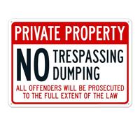 No Trespassing Or Dumping All Offenders Will Be Prosecuted To The Full Extent Sign Property Safety Signs Metal Tin Sign 12x16 inch Clear Warning for Home & Busines