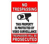 No Trespassing Property Protected Video Surveillance Outdoor Courtyard Decoration Sign 8X12 Inch