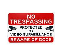 No Trespassing Protected By Video Surveillance Beware Of Dogs Warning Sign, Beware Of Dog Security Metal Signs for Home Business Street Wall Safety Caution Custom Decor 12 x 8 Inch