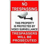 No Trespassing Protected By Video Surveillance Safety Sign Outdoor Courtyard Decoration Sign 8X12 Inch