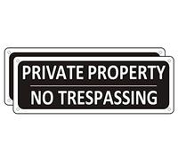 No Trespassing Sign, (2 Pack) Metal Private Property Signs Outdoor, 10" x 3.5" Aluminum Warning Signs for Property, Small Black No Trespass Sign