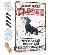 No Trespassing Signs Funny Keep Gate Closed No Matter What The Dachshund Say Metal Sign Warning Signs Funny Warning Animal Tin Sign ( Size : 20X30CM )