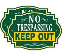 NO TRESPASSING Signs-KEEP OUT Signs,7 x 10 Inches Metal Reflective Sturdy Rust Aluminum Weatherproof Easy to Install,for Outdoors Use, Yard, Farm, Fence, Home,2 pack
