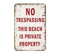 No Trespassing This Beach is Private Property Tin Sign Warning Aluminum Sign 12x8in Easy to Mount Wall Decor Art for Outdoor Porch Patio Garden