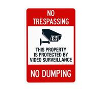 No Trespassing This Property Is Protected By Video Surveillance No Dumping Metal Warning Sign for Indoor Outdoor Security, Business Office Home Garden Street Decor 20 x 30 cm