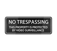 No Trespassing This Property Is Protected By Video Surveillance Sign For House Door, Plastic Self-Adhesive Signs For Business Home, 3 X 10 Inches Acrylic For Office Gate Window