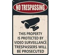 No Trespassing - This Property Is Protected By Video Surveillance Sign Metal Sign Plaque Poster 8X12 Inch