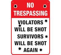 No Trespassing Violators Will Be Shot Warning Tin Sign Home Kitchen Farm Garden Garage Wall Decor 12X8Inch