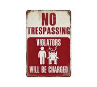 No Trespassing Warning Signs Metal Tin Sign Personalise Poster Wall Art Decor For Danger Zone Bar Pub Club 8 x 12 Inch