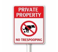 No Trespooping Warning Sign Private Property Sarcasm Signs Dog Owner Gift No Dog Peeing Pooping Dog Yard Sign With Stake 20x30 CM Sturdy Aluminum Plaque Highly Visible Rust Free (Red)