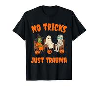 No Tricks Just Trauma Funny Halloween Monsters in Therapy T-Shirt