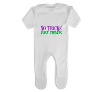 No Tricks Just Treats Halloween Statement Baby Romper Jumpsuit with feet, 3-6 Months, White