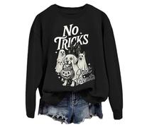 No Tricks Just Treats Sweatshirt Halloween Cute Ghost Pumpkin Dog Lover Shirt Unisex Black