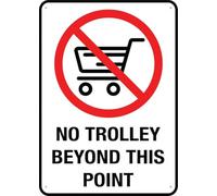 No Trolley Beyond This Point Sign 12X8 Inches Metal Aluminum Signs, Weather Resistant, Weatherproof, Indoor Or Outdoor
