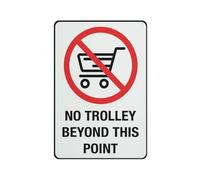 No Trolley Beyond This Point Sign Warning Sticker-Security Sign Outdoor Sign 12 X 8 Inches