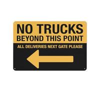 No Trucks Beyond This Point (Left Arrow) Sign Safe Sign, Signs Outdoor, 12 X 8 In, Sign For Home, Business, Driveway Alert
