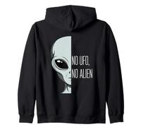 No UFO No Alien Funny Pun and Retro Grey Martian Graphic Zip Hoodie