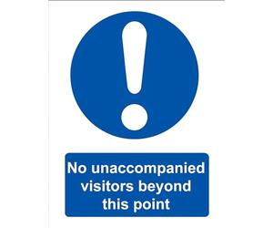 No Unaccompanied Visitors Beyond This Point Sign Health & Safety Gloss Sticker Sign Self Adhesive Gloss Decal Sticker A4 297mm x 210mm